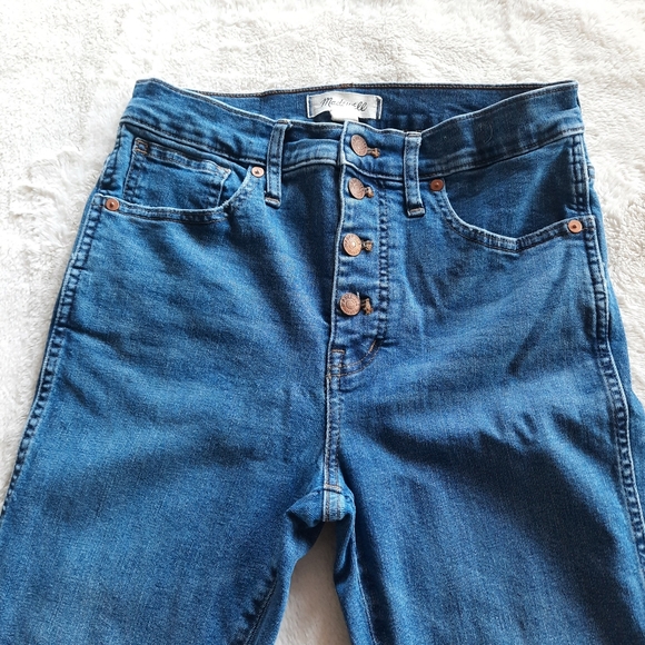 Madewell Blue Jeans Sz 28  10” High Rise Skinny  Button Fly 94% Cotton Stretch - Picture 5 of 13
